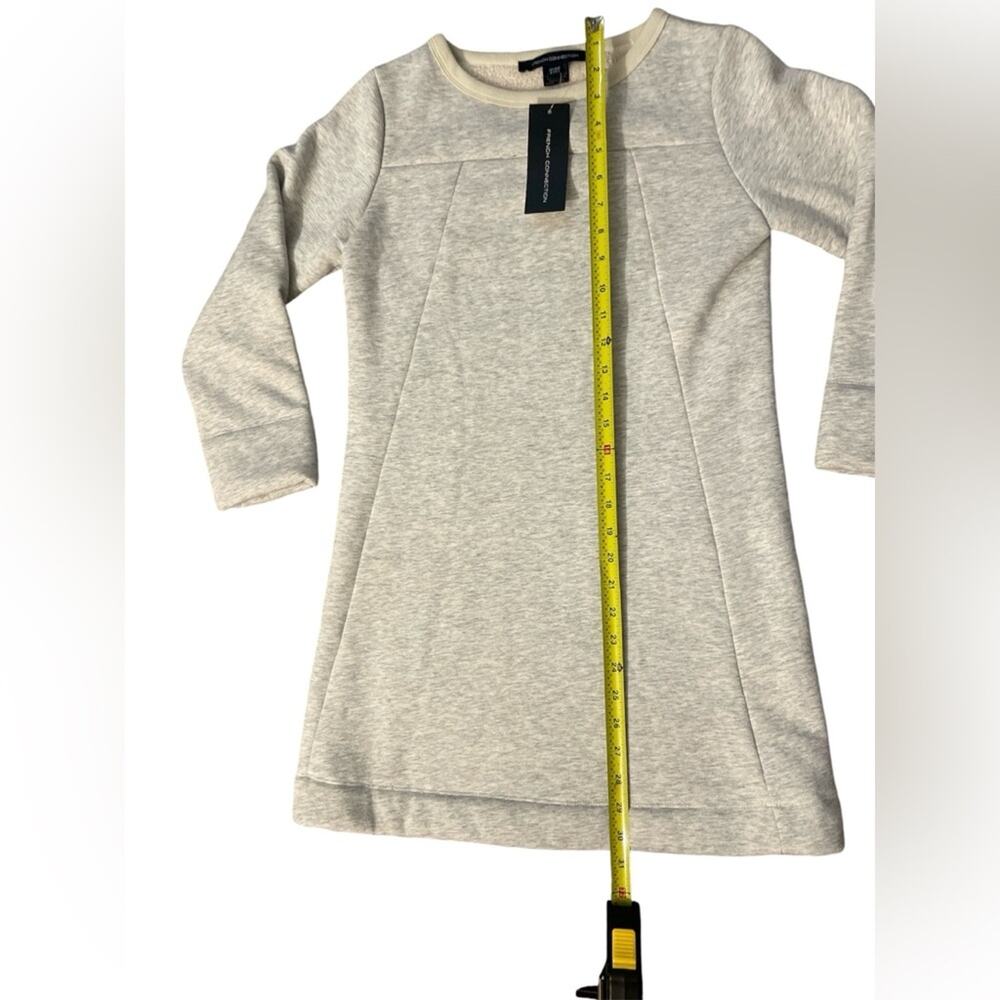 French Connection Women’s Grey Long Sleeve Crew Neck Sherpa Sweater Dress Sz 2 - Picture 3 of 8